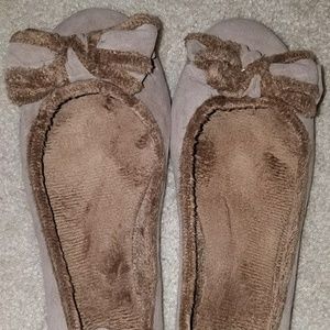 Faux suede flats with bow